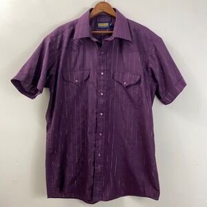 Vintage Panhandle Slim Western Shirt Purple Pin Striped Gold Cowboy Rockabilly